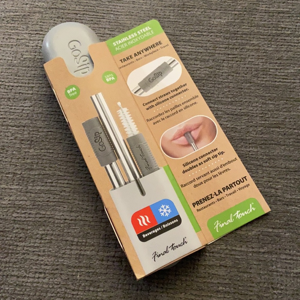 4/$25 🔮 NWT Stainless Steel Adjustable Straws, Brush, Case